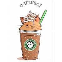 Carte artisanale Chat "Catpuccino Caramel"