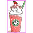 Carte artisanale Chat "Catpuccino Strawberry"