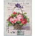 Carte artisanale Vintage "Epicerie en gros, panier de Roses"