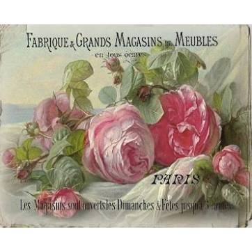 Carte artisanale Vintage Paris "Fabrique de Meubles et Roses"
