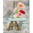 Carte artisanale Vintage Paris "Parfum des Balkans" Tour Eiffel