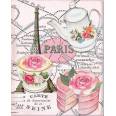 Carte artisanale Vintage Paris "Plan et Tea Time"Gateau à la Rose