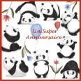 Carte artisanale Bon Anniversaire"Les Pandas"