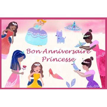 Carte artisanale Bon Anniversaire "Princesse"