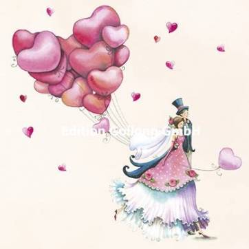 Carte Nina Chen Les Mariés et les ballons Coeur