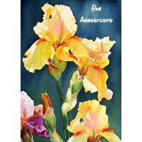 Carte Anniversaire aquarelle Iris jaunes