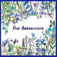 Carte Anniversaire aquarelle Fleurs des champs bleues