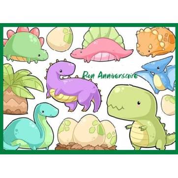Carte Anniversaire enfants aquarelle Bébés Dinosaures 