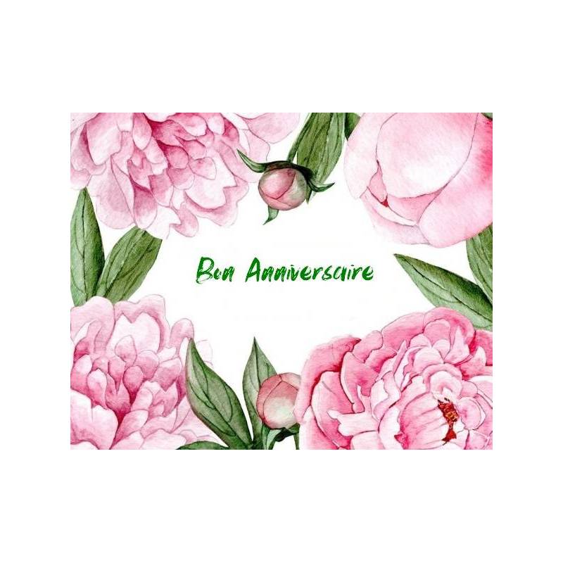 Carte Anniversaire Fleurs Pivoines Roses Elisa
