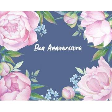 Carte Anniversaire Aquarelle Pivoines Roses Fond Bleu Manon