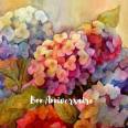 Carte Anniversaire aquarelle Hortensias colorés