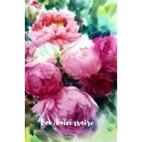 Carte Anniversaire Fleurs aquarelle Pivoines roses