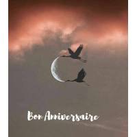 Carte Anniversaire "Bon Anniversaire Vol d'Oiseaux et Croissant de Lune"