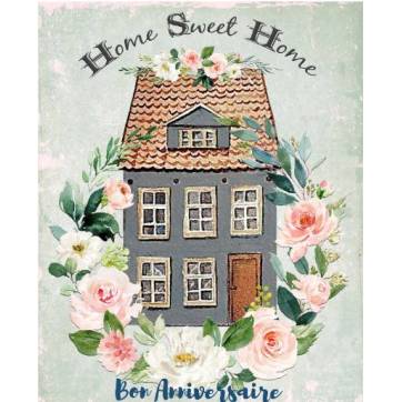 Carte Anniversaire aquarelle "Home Sweet Home"