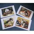 Cartes Chat, magnifiques chats vintage 1,  paquet de 4 cartes assorties