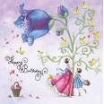 Carte Anniversaire Nina Chen Femme, Fillette et Fleur bleue