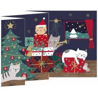 Carte Joyeux Noël et Nouvelle Année 3 D Les Chats