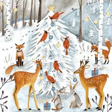 Carte Joyeux Noêl ou Nouvel an Cartita Design Les animaux et L'Arbre de Noël