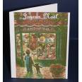 Carte Joyeux Noël aquarelle vintage Vitrine de Noël et Nounours