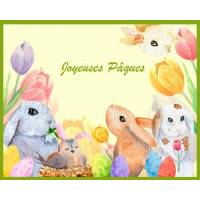 Carte de Pâques Lapin, oiseau et tulipes