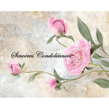 Carte Condoléances Bouquet de Pivoines roses