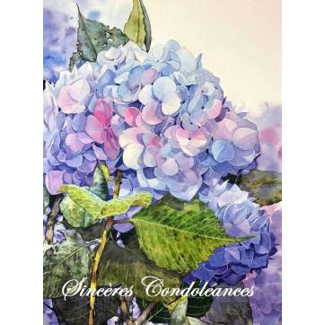 Carte Condoléances Hortensias bleus