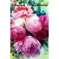 Carte Condoléances Pivoines roses