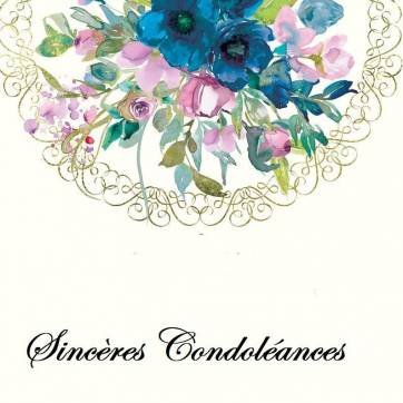 Carte Condoléances Demie Couronne bleue et rose