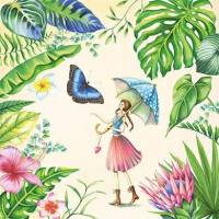 Carte Anniversaire Fleurs Nina Chen Jeune Femme et Papillons
