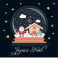 Carte Joyeux Noël et Nouvel An M B Père Noël et Boule de Neige