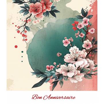 Carte Anniversaire Fleurs Ambiance japonaise Akashi