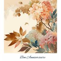 Carte Anniversaire Fleurs Ambiance japonaise Chibu