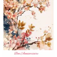 Carte Anniversaire Fleurs Ambiance japonaise Osaka