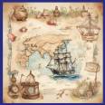 Carte Marine imaginaire Vieux Gréement 7 voiles
