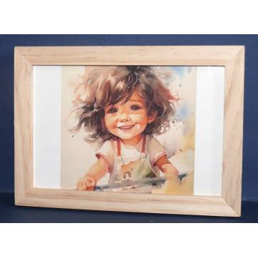 Cadre Sous-verre avec carte artisanale aquarelle Happy Kids Flora "Mon plus beau sourire"