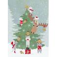 Carte de Joyeux Noël et Nouvel An Souris décorant le Sapin