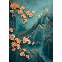 Carte Art Japonais Paysage fleuri 5 sans texte