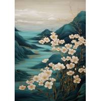 Carte Art Japonais Paysage fleuri 7 sans texte