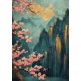 Carte Art Japonais Paysage fleuri 18 sans texte