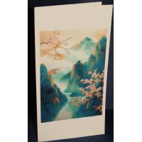 Carte double Art Japonais Paysage fleuri 1 sans texte