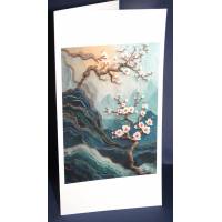 Carte double Art Japonais Paysage fleuri 8 sans texte