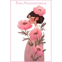 Carte Anniversaire Bon Anniversaire Charlotte et Pivoines roses