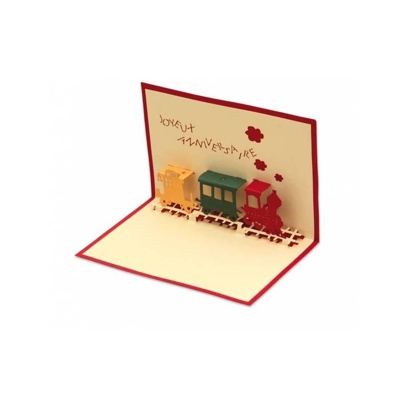 Carte Kirigami Decoupee En Relief Joyeux Anniversaire Le Petit Train