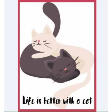 Carte artisanale simple Chat " Life is better with a cat"