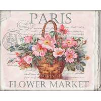 Carte artisanale Vintage "Paris Marché aux Fleurs"